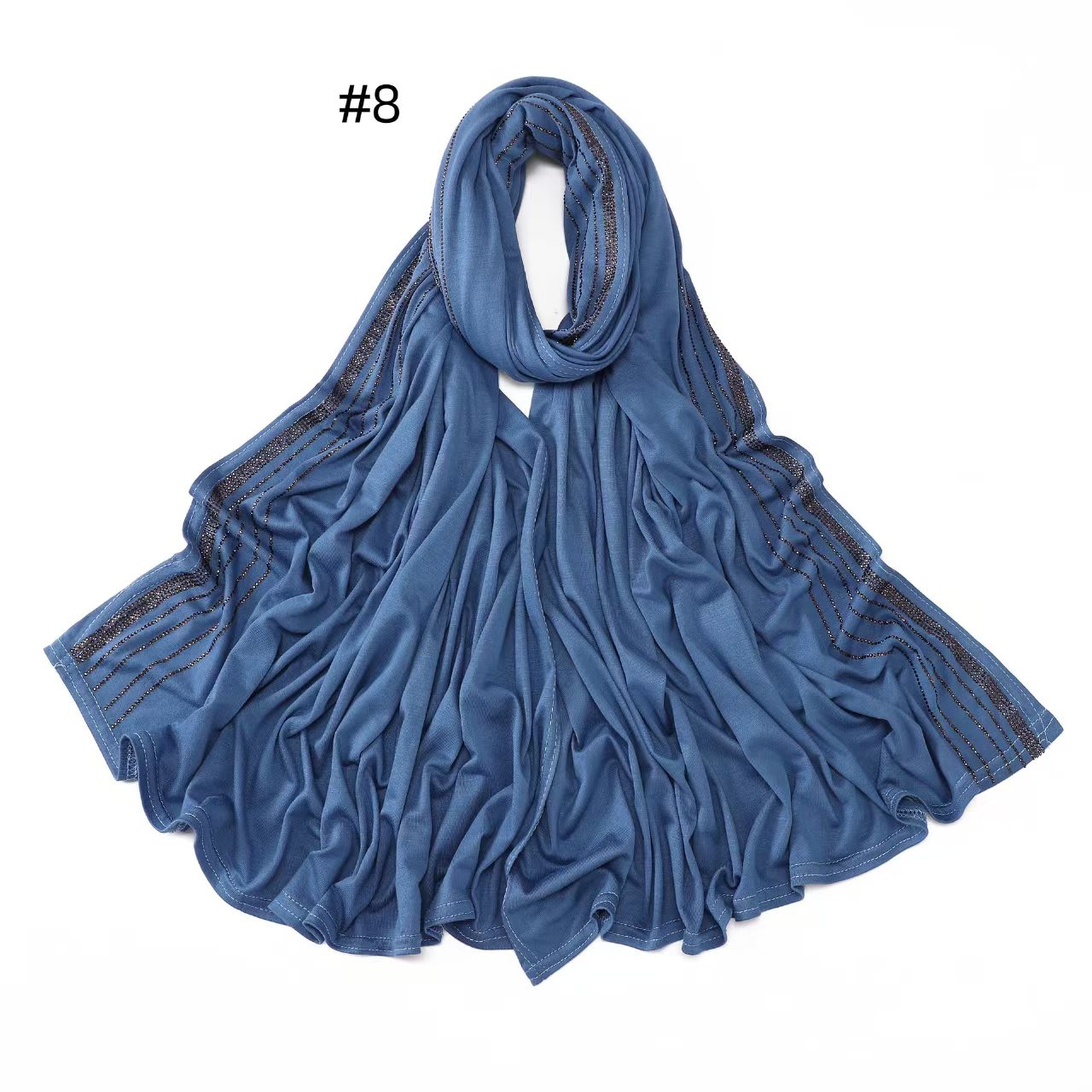 T1004 solid color elastic mercerized cotton hot diamond long scarf soft breathable scarf j