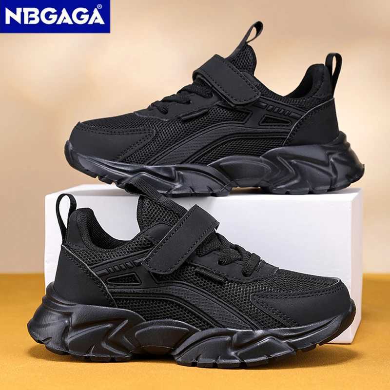 Lightweight Childrens Black Sneakers Breathable Mesh for Boys School Casual Walking Shoes Non-slip Sport Kids Girl Running Shoe Z250618