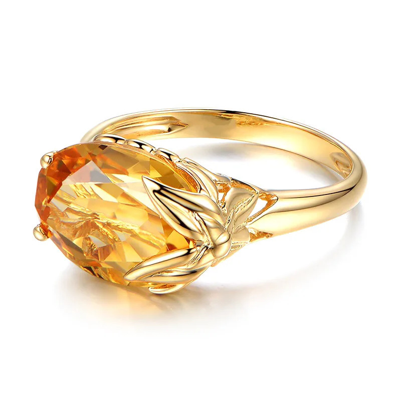Natural Topaz 18 K Gold Rings for WomenTo Join Party Peridot Gemstone Anillos De Wedding Diamante Engagement Jewelry Fine Rings 250603