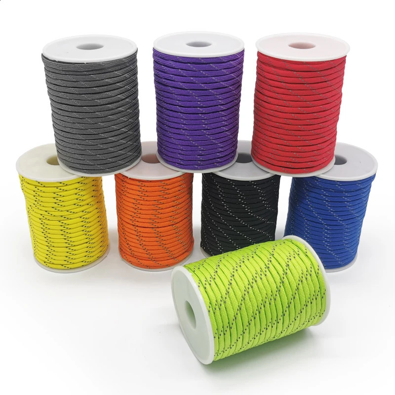 50100m multifunctional 7 Core Reflective 550 Paracord Rope 4 mm Camping Survival Edc Outdoor Parachute Cord Lanyard Rescue rope 250611