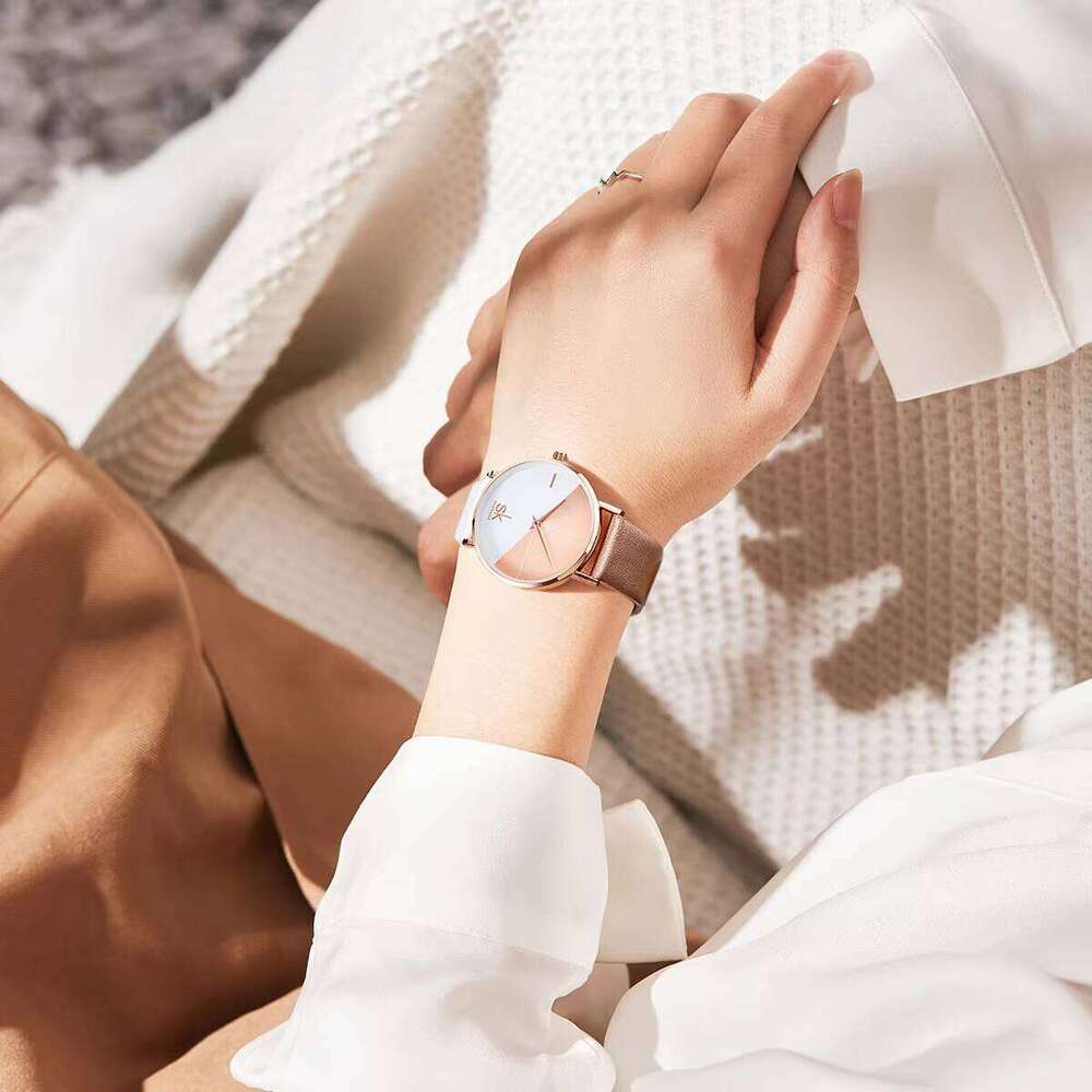 DHgargets SK Watch Woman Fashion Quartz Lady Watches Leather Band Waterproof Colorful Gifts for Women K0095L