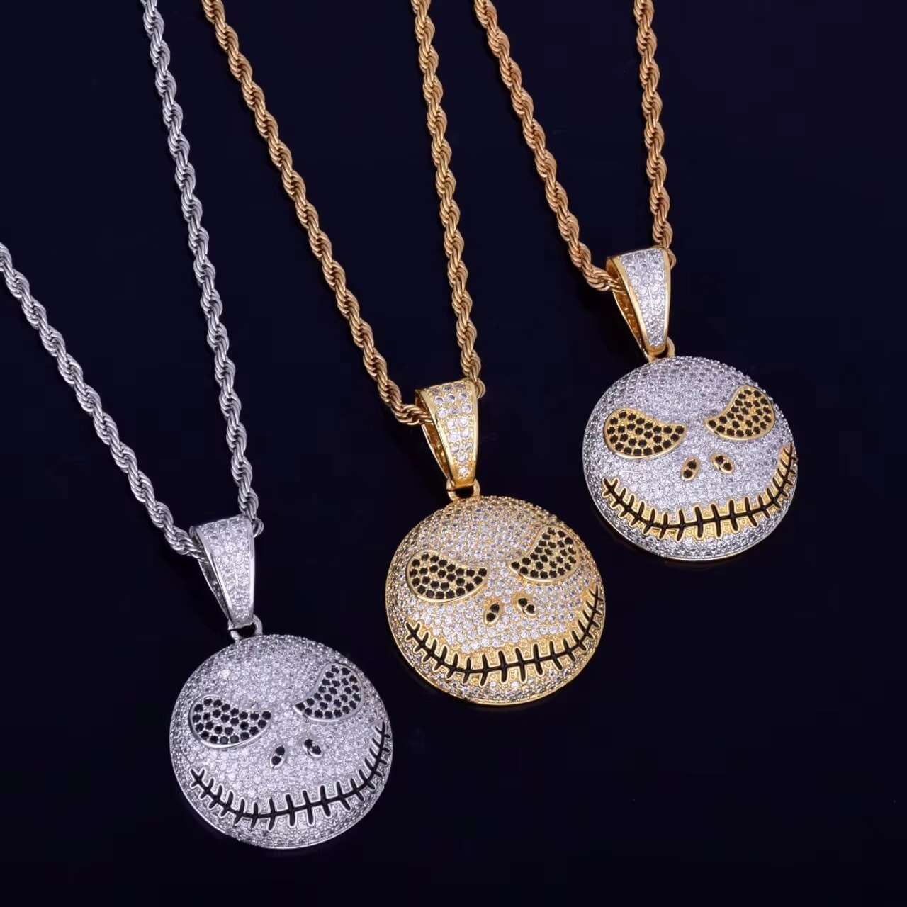New Arrivals 18K Gold .925 Silver Hip Hop Jewelry Jack Skellington Moissanite Pendant Necklace High Quality Pendants Charms