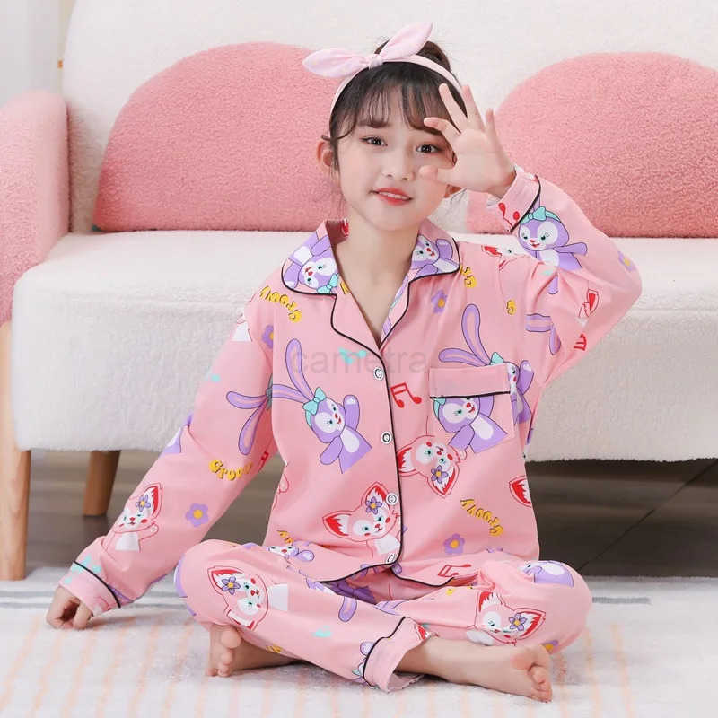Sanrio Adorable Sanrio Cardigan Children Pajama Sets Causal Fashion Cartoon Print Nightwear Suit Loose Comfortable Breathable PajamasXJ250618XJ250618
