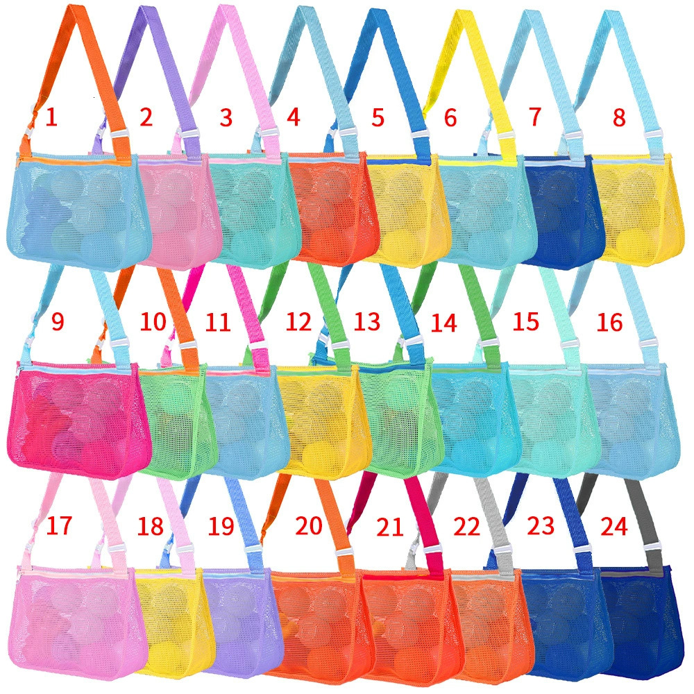 Children's Shell Collection Toy Organizer Foldable Beach Mesh Storage Bag