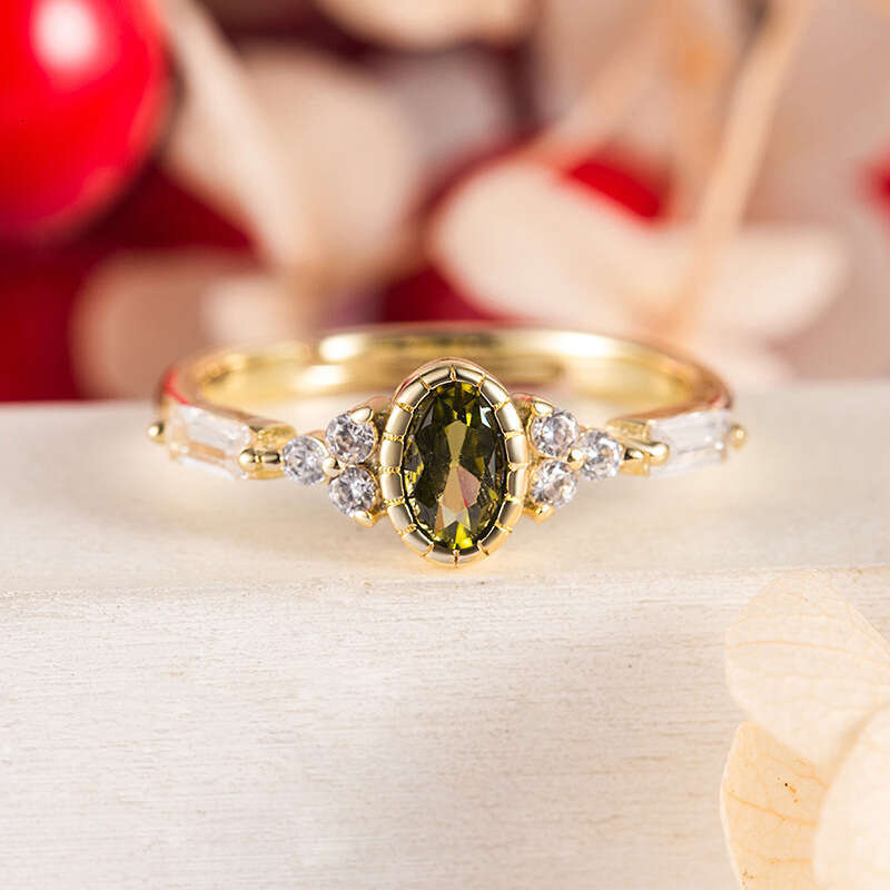 The Wizard of Oz Peridot for Women, Niche Design, High-End Luxury Gold-Plated Adjustable Ring