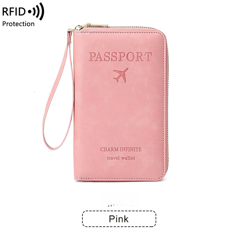 Free Shipping Luxury New RFID Passport Holder Ticket Organizer Document Bag Zipper Long Wallet Multifunctional Designer Travel Passport Bag Card Holde