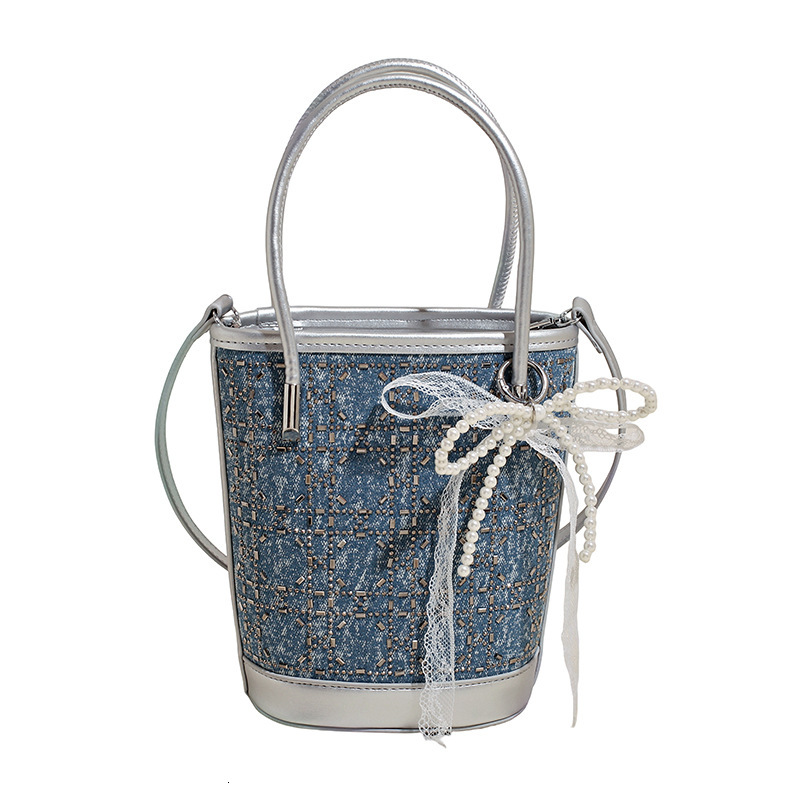 Free shipping designer Summer Trend Denim Handheld Bucket Bag for Women 2025 New Fashionable Stylish Phone Bag High-end Crossbody Bag