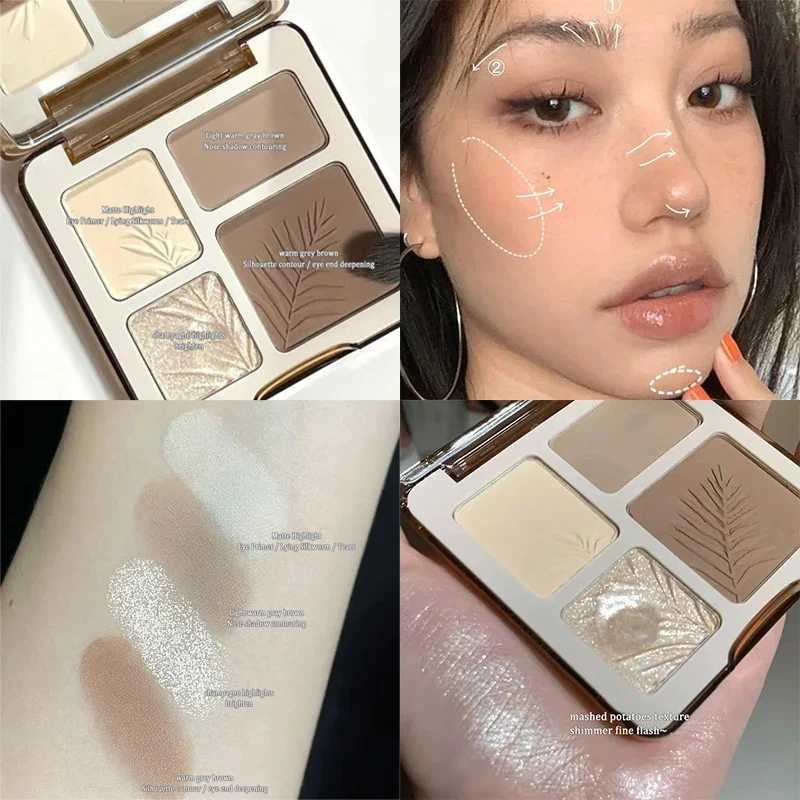 Four-color Highlighter Contour Palette illuminator Makeup 3D Bronzer Matte Contour Powder Rose Blush Highgloss Palette Cosmetics XJ250618