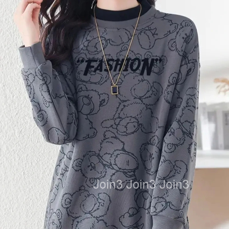 Baggy Womens Sweatshirts Loose Female Top Streetwear With Orint On Outerwears Korean Pullovers Y2k Popular Clothes Basic New In