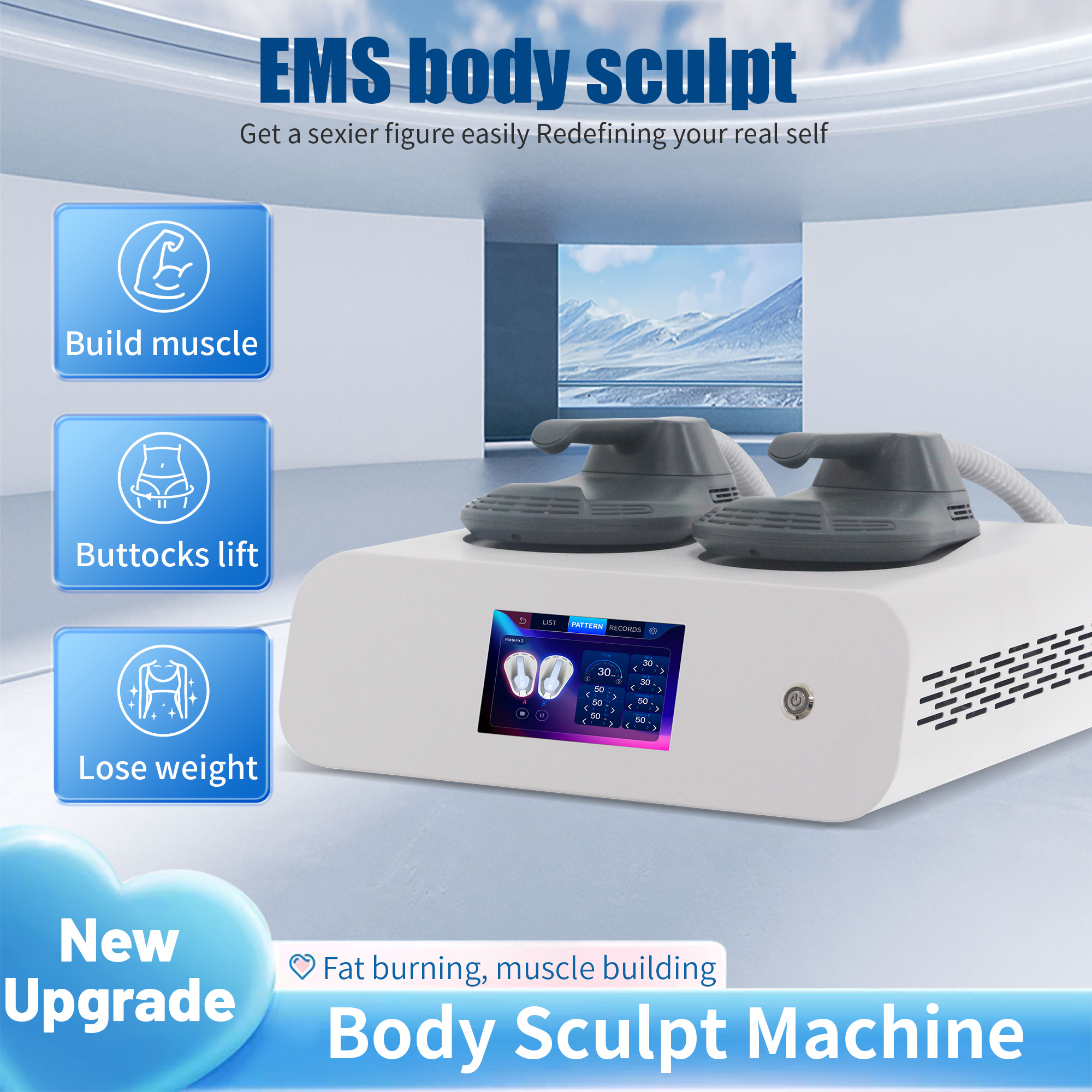 MYOSLIM New Body Sculpting Machine Shaping 15 Tesla 6500W EMS Radio Frequency RF Muscle Stimulator Device