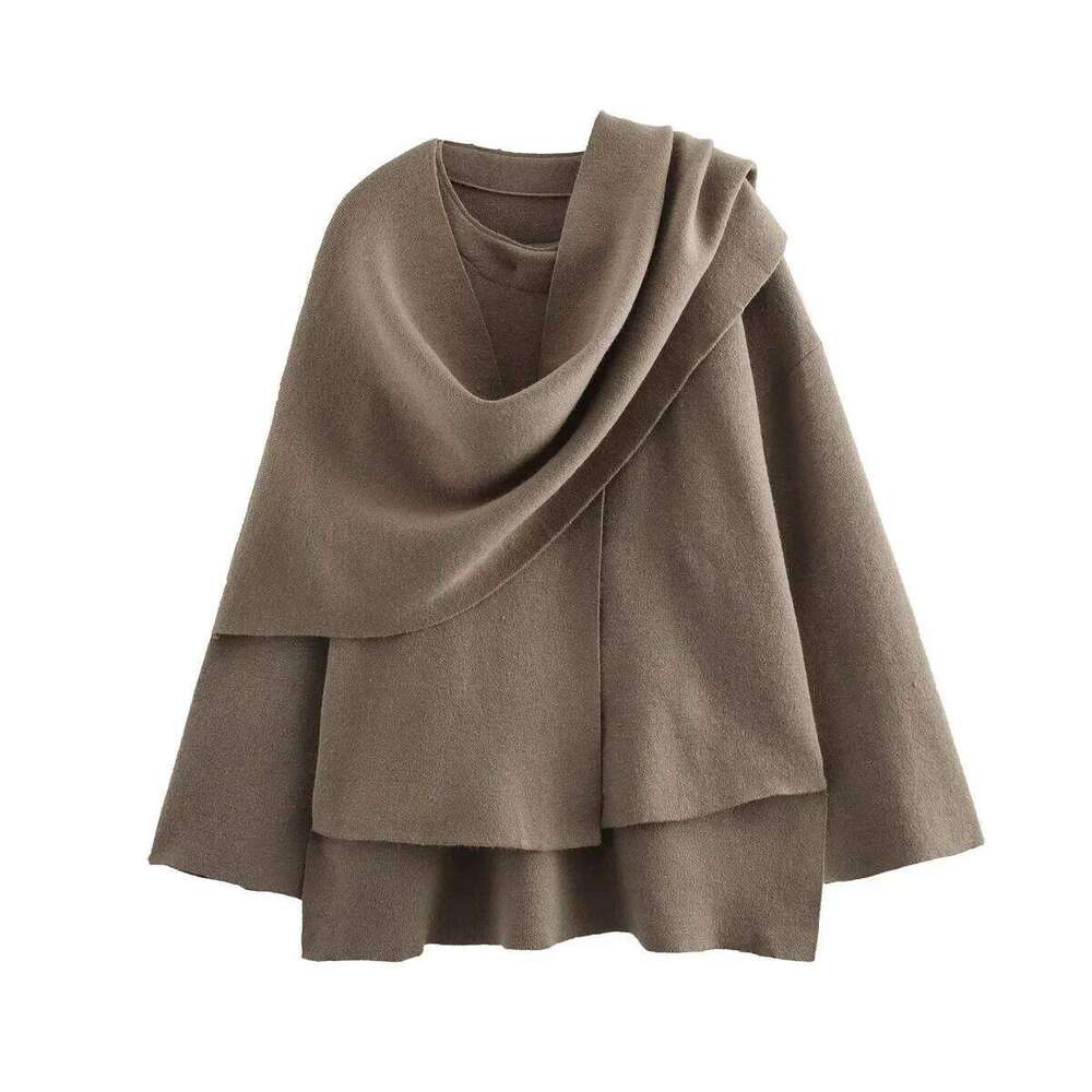 ZRWomen's Clothing Short Knit Jacket with Scarf Collar Bestseller Cross-border E-commerce Fast Delivery from Mainland China
