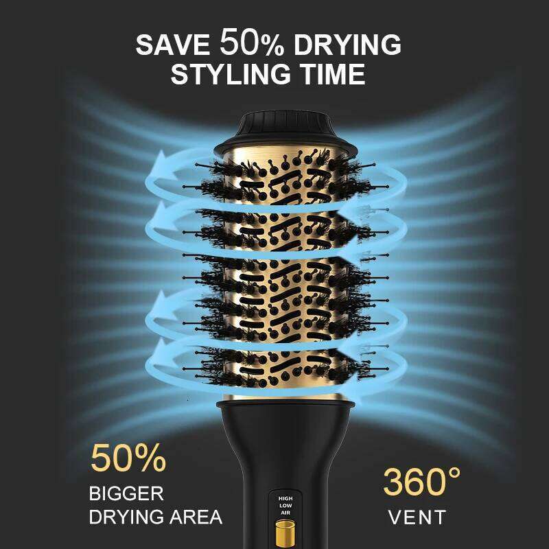LISAPRO Elegant Black Golden Hot Air 2.0 One Step Hair and Styler Volumizer Multifunctional Blow Dryer Brush