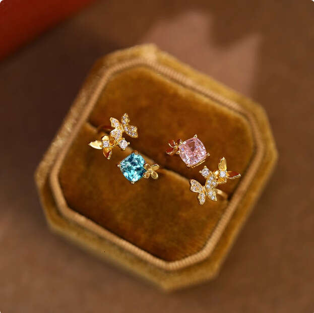 Incense" Same Style High-End Luxury Niche Temperament Paraiba Butterfly Versatile Ring for Women