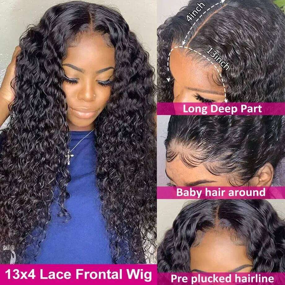 and Go Deep Wave 6x4 5x5 HD Lace Closure Wig with Plucked Hairline Pre Cut Curly Glueless Wigs Human Hair Ready to Wear