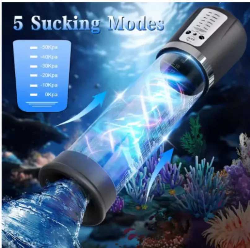 Electric Penis Pump Penis Enlargement Male Masturbator Cock Vacuum Pump Extend Pump Penis Trainer Adult Goods Sex Toy for Men W250618