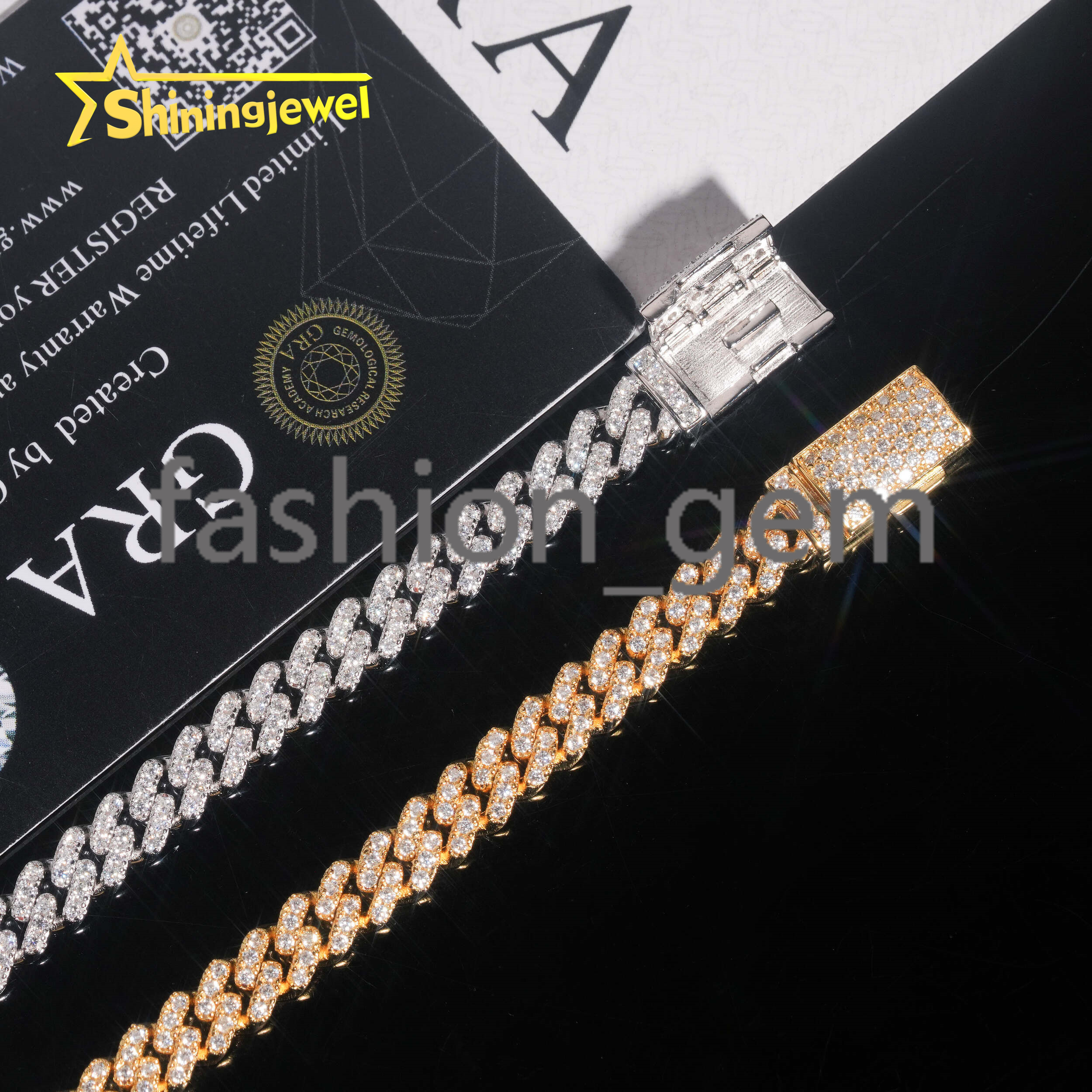 Hip Hop Jewelry 925 Sterling Silver 6mm Fully VVS Moissanite Cuban Bracelet GRA Iced Out Mens Womens Moissanite Bracelet
