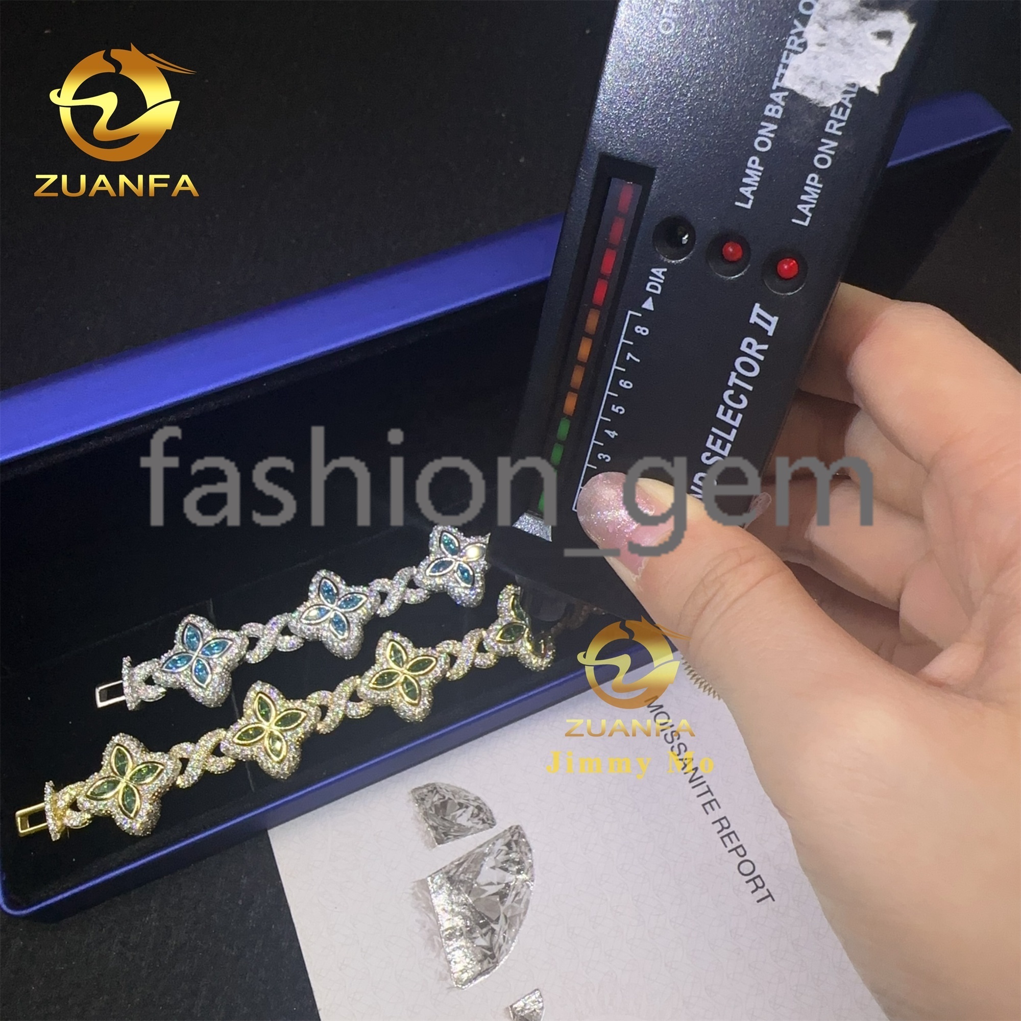 New Arrivals Fashion 925 Silver Marquise Flower Design Hip Hop Jewelry Iced Out Men Women Moissanite Infinity Bracelet Men
