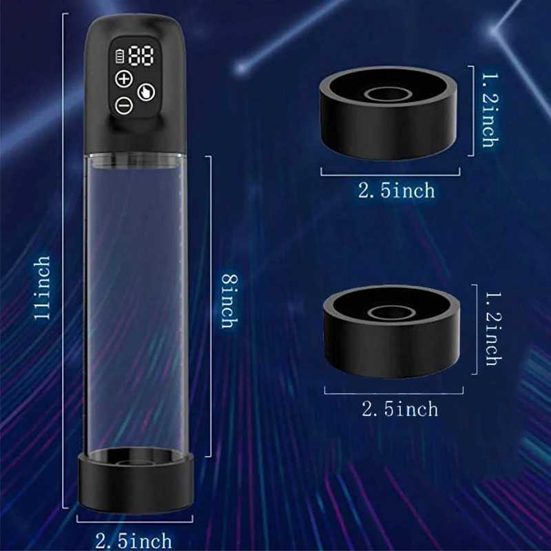 Electric Vacuum Penis Pump Mens Sex Toy Penis Extender Sucking LED Display Rechargeable Cock Training Penis Extension 18+ W250618