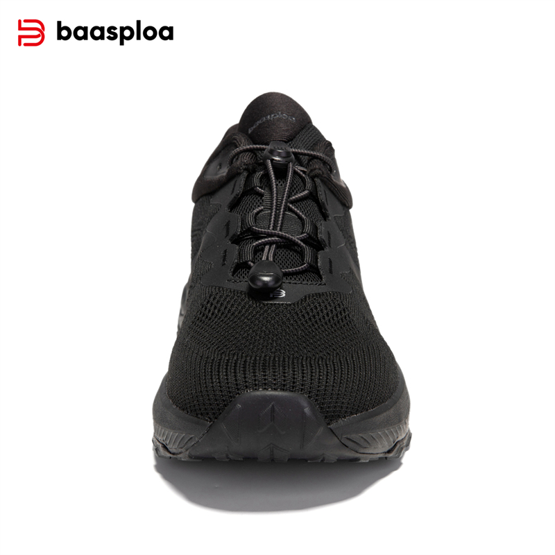 Baasploa Men Casual Shoes Knitted Breathable Elastic Buckle Sneakers Lightweight Non Slip Male Walking Outdoor Hiking Shoe