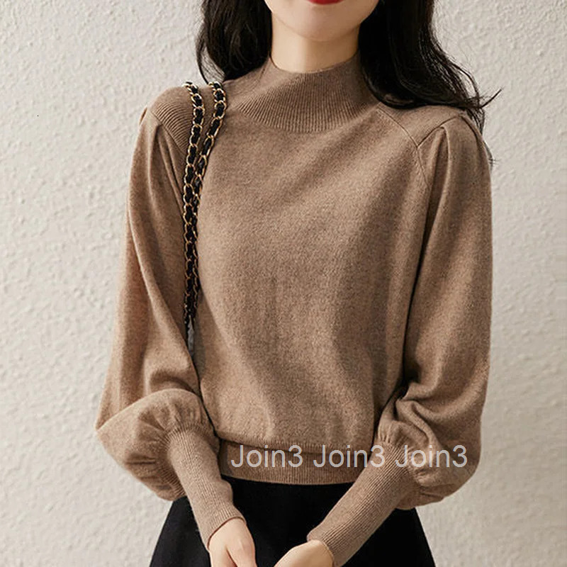 Ladies Sweaters Gigh Neck Jerseys Brown Pullover Knitted Top for Women Turtleneck Black Fashion 2025 Cashmere Streetwear Jersey