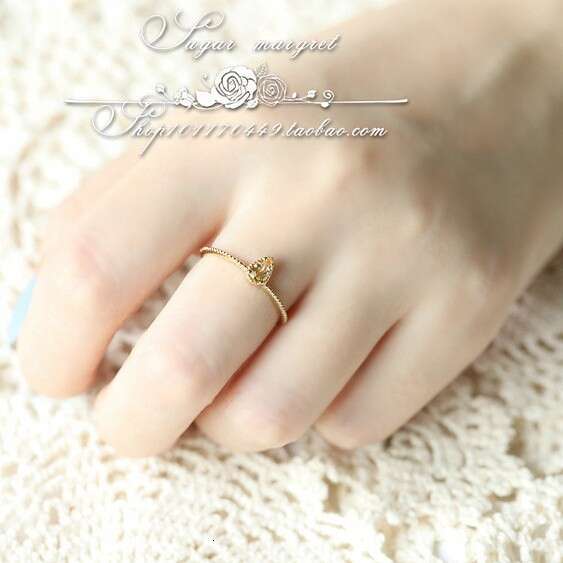 Crystal Imitation and Lace Skirt Hem Exquisite Simple Ins Trend Yellow Lucky Luxury Versatile Ring Women's Gift