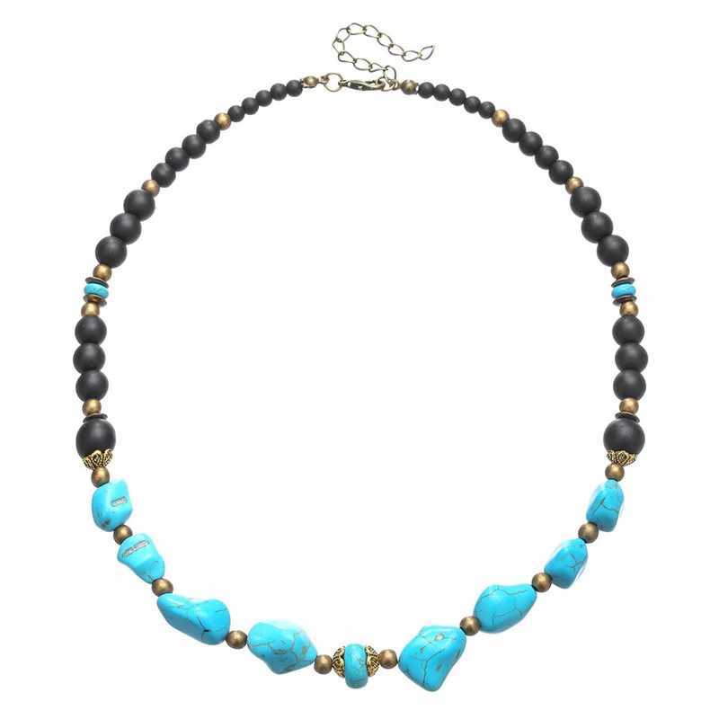1PCS Fashion Irregular Turquoise Chains Necklace For Men Women Boho Stone Pendant Necklaces Jewelry W250618