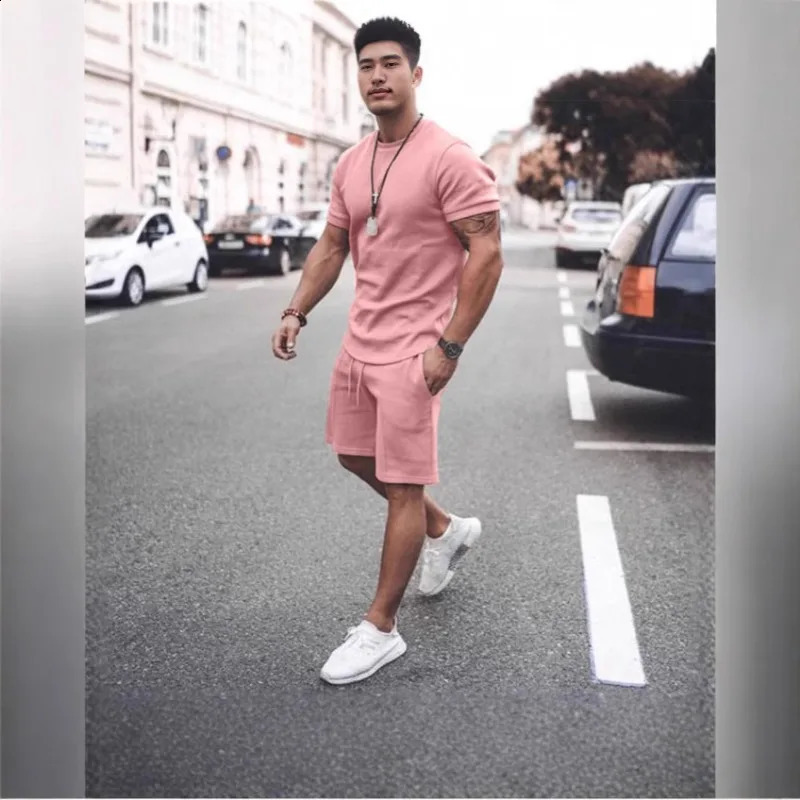 Men Suits European and American Summer Foreign Trade Youth Clothes with Shortsleeved Tshirt Sports Casual 250614