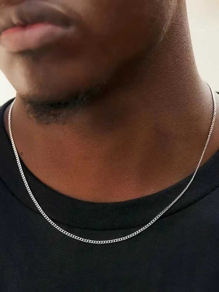 3mm Mens Cuban Chain Necklace Simple Stainless Steel Necklace Fashion Titanium Steel Jewelry Trend Accessories Gift W250618