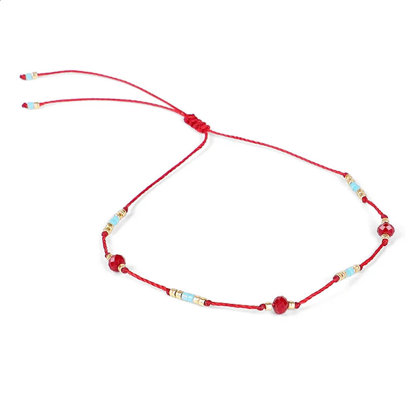 HI MAN Bohemian Colored Beads Wax Thread DIY Anklet Women Adjustable Summer Beach Casual Jewelry Accessories Girlfriend Gift 250606