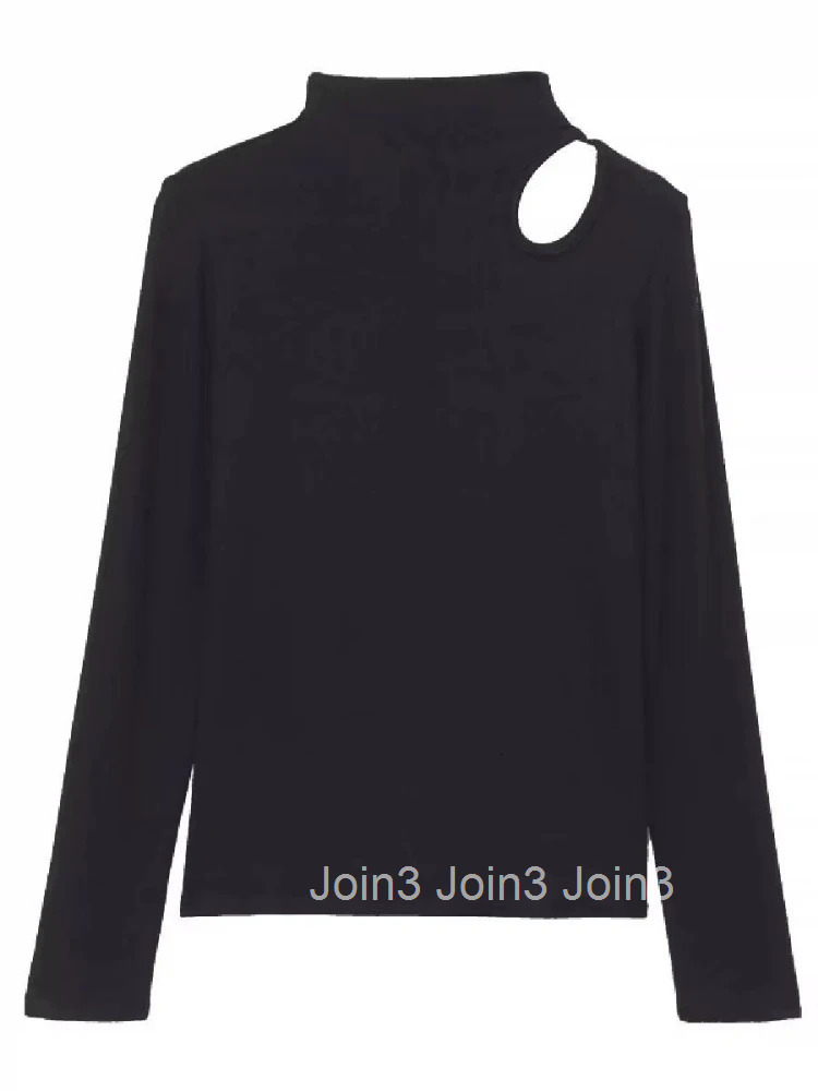 Womens T Shirts Skinny 2025 Tshirts Brown Turtleneck Female Tops White Clothes New in Emo Old Novelties Wholesale Alt Tall Tees