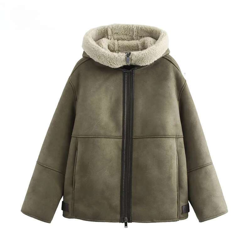 Double Face Hooded Jackets For Zip Padded Plush Women Outerwears Winter Coat Female Long Sleeve Women's Jacket