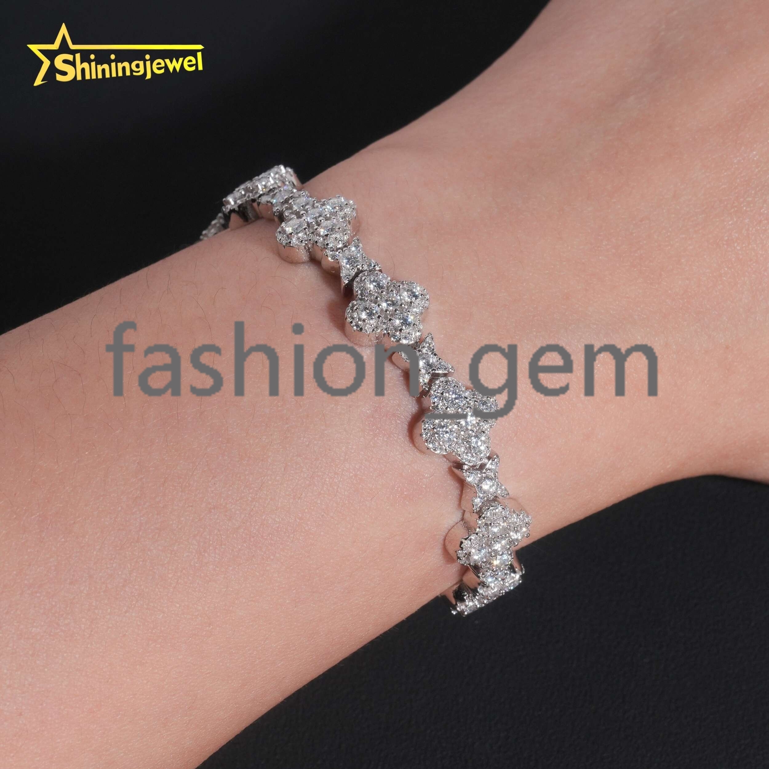 New Arrival Pass Diamond Tester 925 Silver Hip Hop Iced Out Cross Tennis VVS Moissanite Bracelet