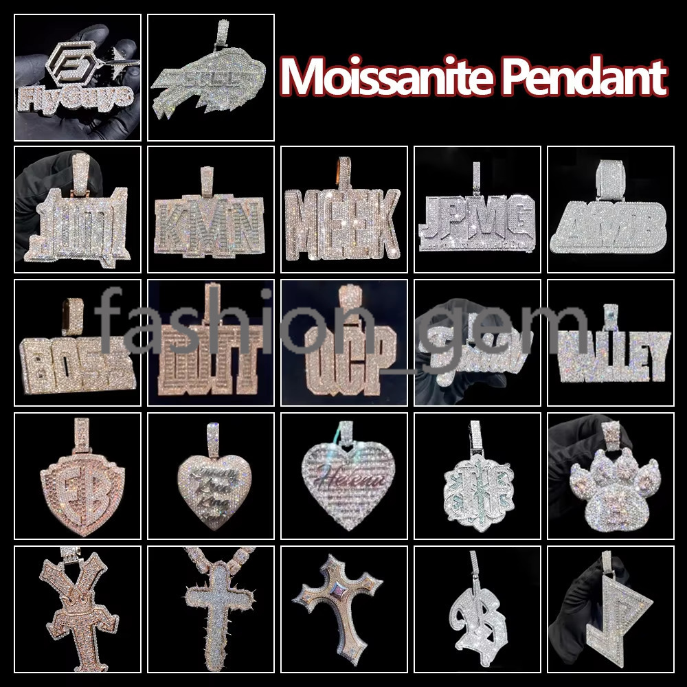 Pass Diamond Tester Moissanite Pendant Cross Baguette Hiphop S925 Custom Moissanite Pendant