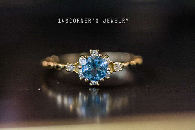 Light Luxury Elegant Snowflake Sea Blue Zircon Korean Style High-end Internet Celebrity Hot-selling Index Finger Ring