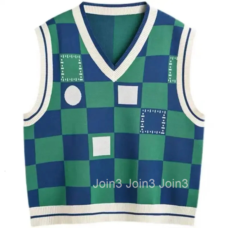 Green V-neck Vest Womens Sweater Plaid Long Knit Tops for Woman Winter 2025 90s Vintage Thermal Blouse Tall Aesthetic New In