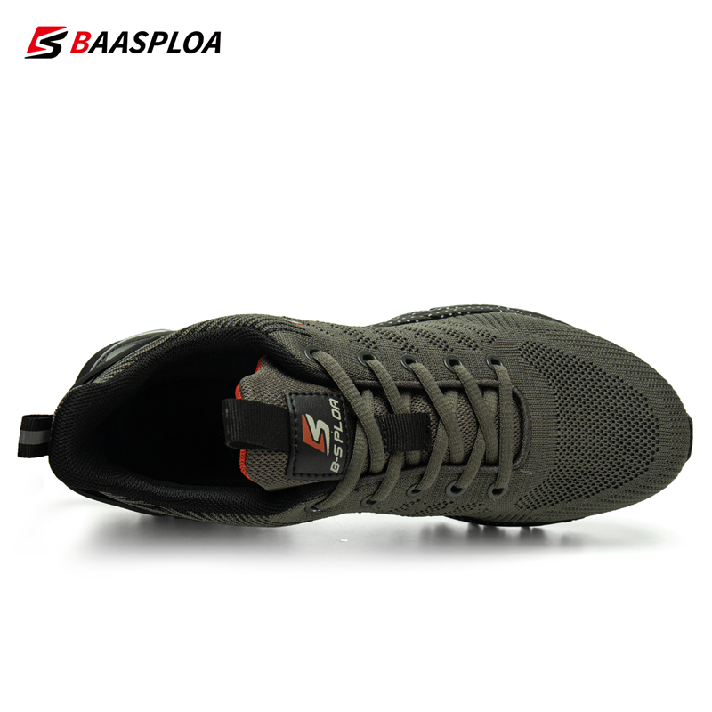 Baasploa Men's Running Shoes Knitted Mesh Breathable Training Shoe Lightweight Sneakers Non-Slip Tennis Walking Sport Shoe