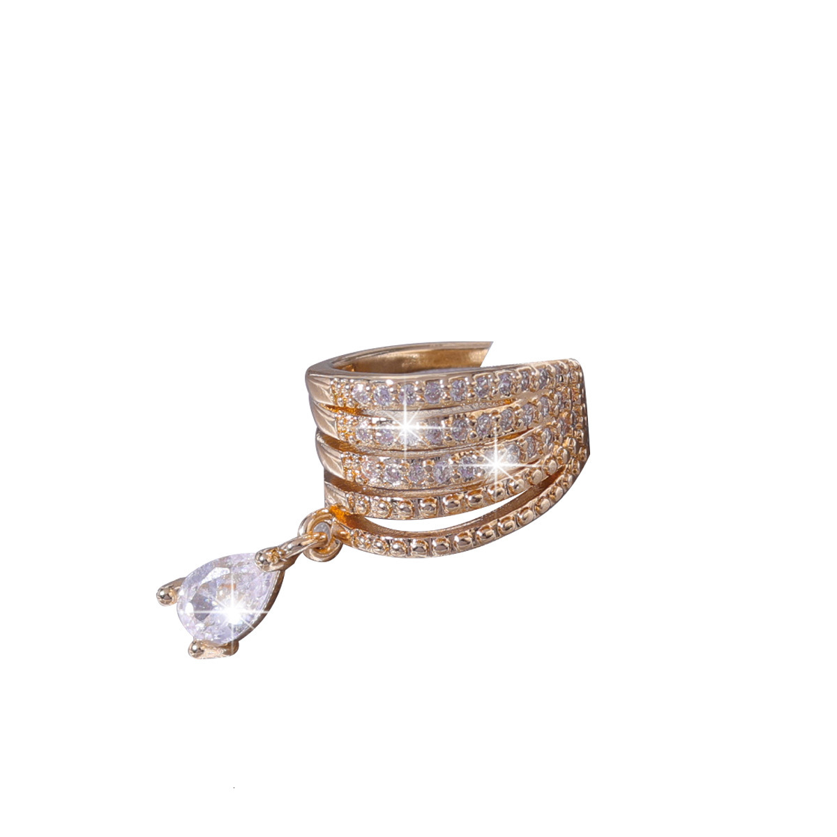 Super Shiny Cuffs Inlaid with Zircon No Piercing Clips Trendy Multi-layer Earrings Versatile Ear Jewelry
