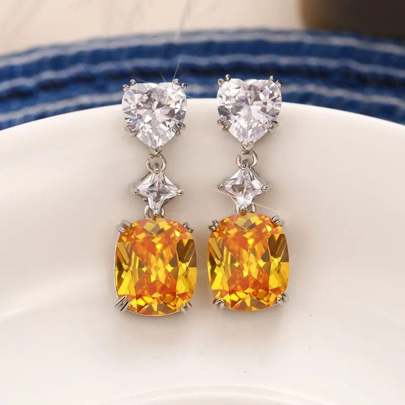 Huitan Elegant Yellow CZ Dangle Earrings for Women Fashion n Engagement Wedding Ear Accessories Good Quality Jewelry 250617