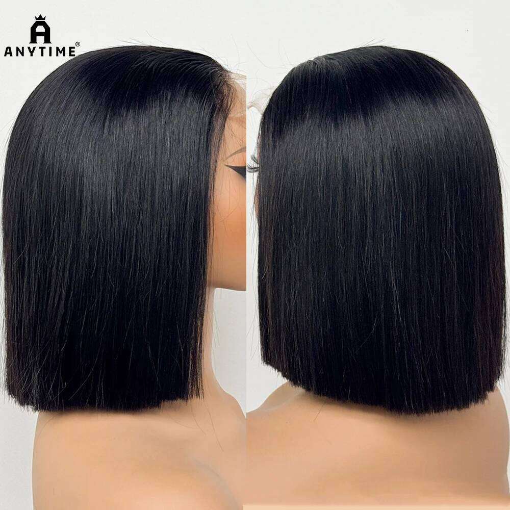 Real HD 5x5 Bob Wigs 2x6 Lace Closure Bone Straight 300% Density Super Double Drawn Human Hair Wig for Black Women
