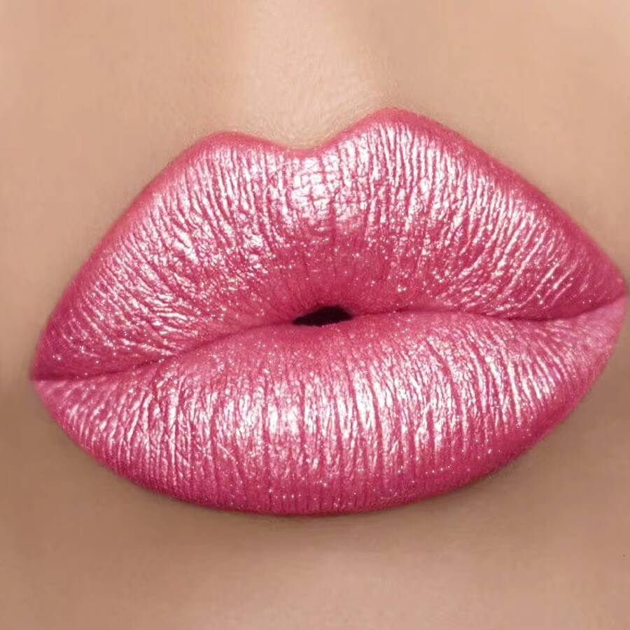 1PC Bold & Intense Glitter Shiny Metallic Lipstick Pearlescent Tint,Long Lasting Senior Matte Lip Makeup Gifts for Women happy