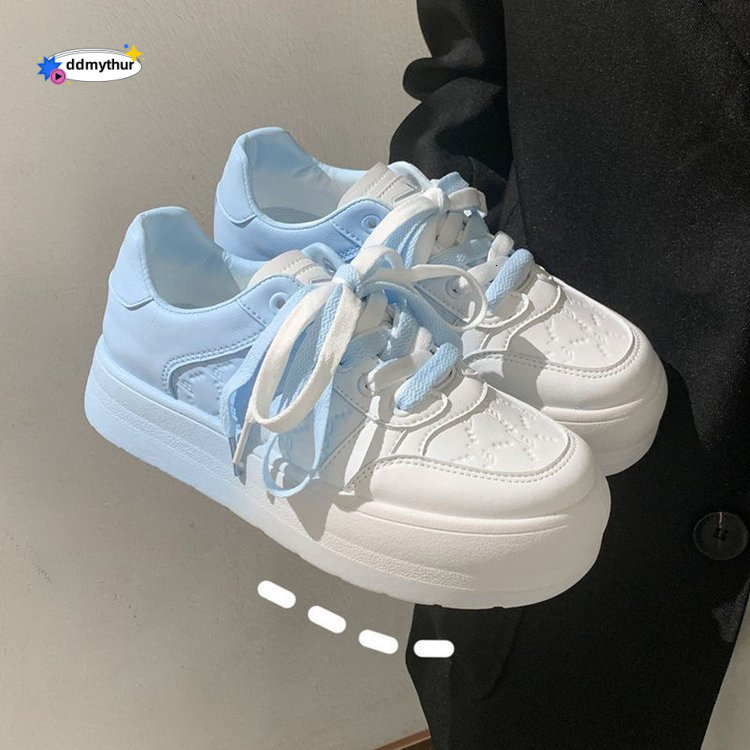 White Sneakers for Women 2021 New Style Student Thick-Soled Casual Chunky Loafers ddmythur