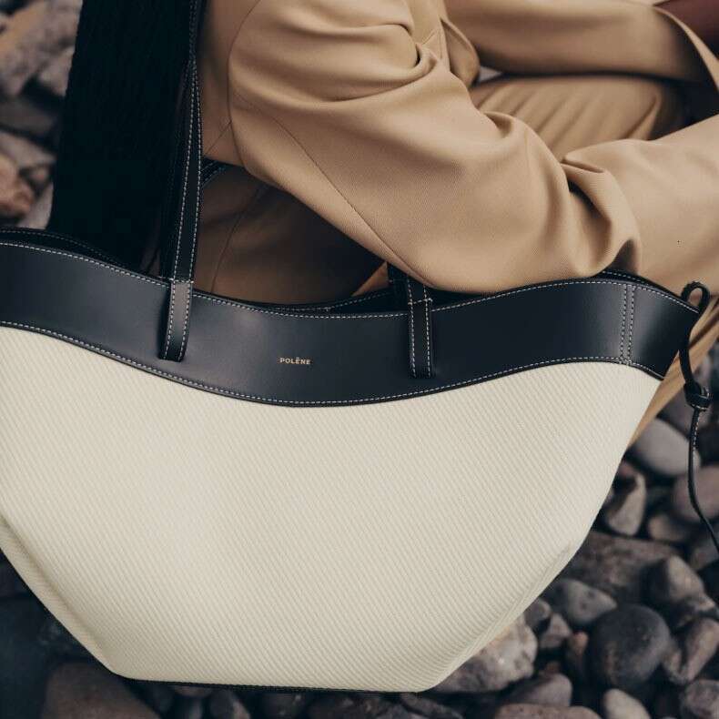 Free shipping fashion designer bag Luxury Pol Poling En Knitted Color Block Cyme Tote Bag High Quality Original Replica Genuine Leather Commuter Women