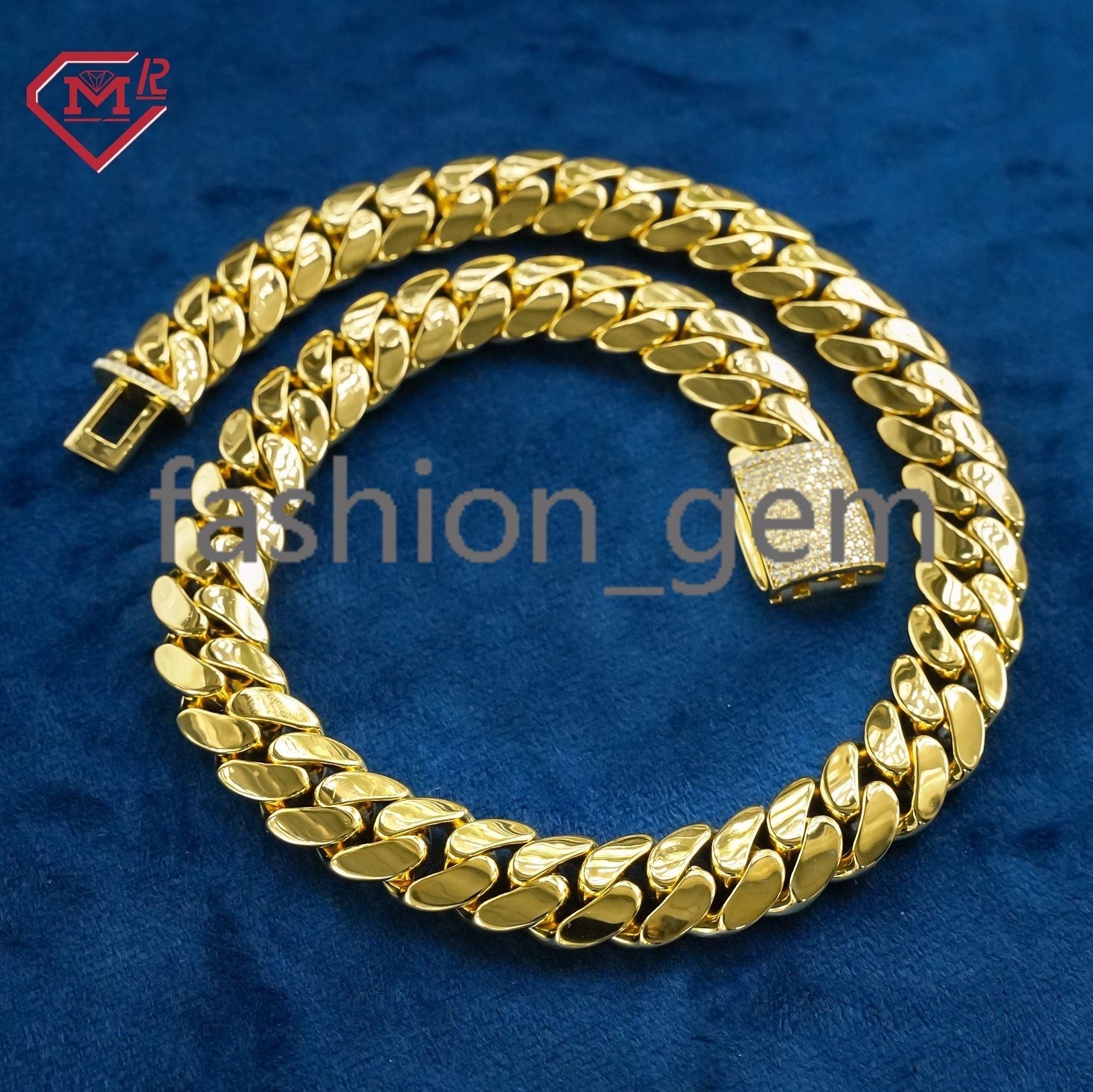10K/14K/18K Gold Plated Cuban Link Chain Plain Necklace Custom Hip Hop Jewelry Moissanite Chain