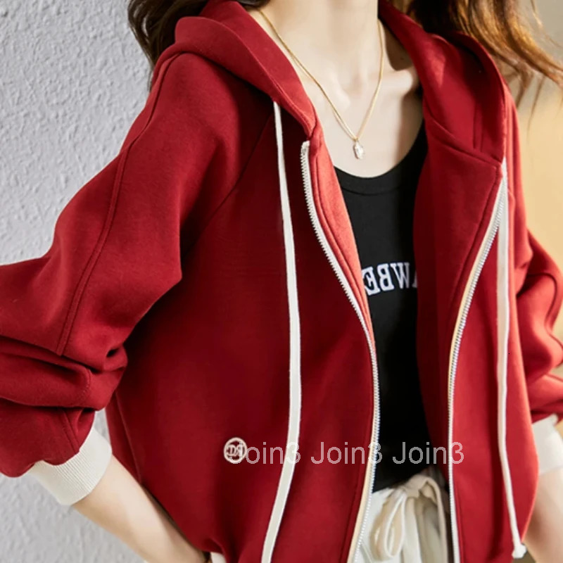 Baggy Full Zip Up Woman Tops With Zipper Hooded Sweatshirt for Women Loose Sweat-shirt Harajuku Fashion Emo Outerwears M Hoodies