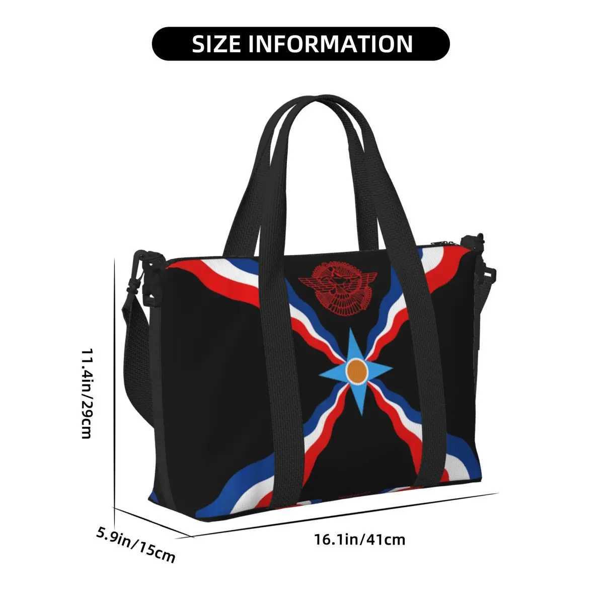 Custom Large Syriac Suryoyo Flag Tote Bag for Women Aramean Assyria Shoulder Shopping Gym Beach Travel Bag W250618