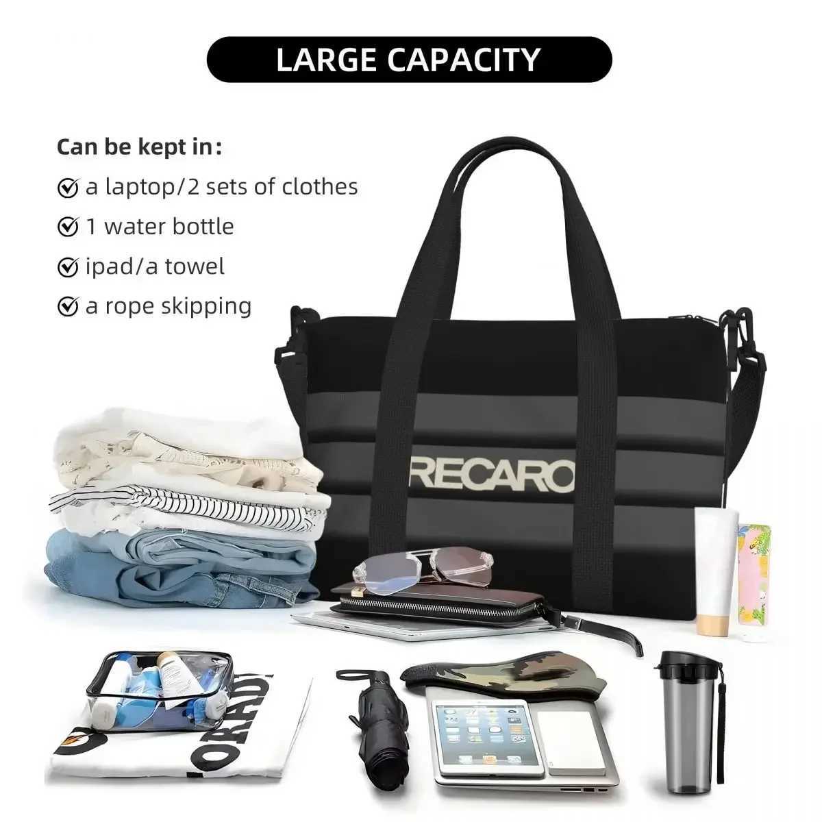 Custom Recaros Beach Tote Bag for Women Large Compartment Gym Beach Travel Bags W250618