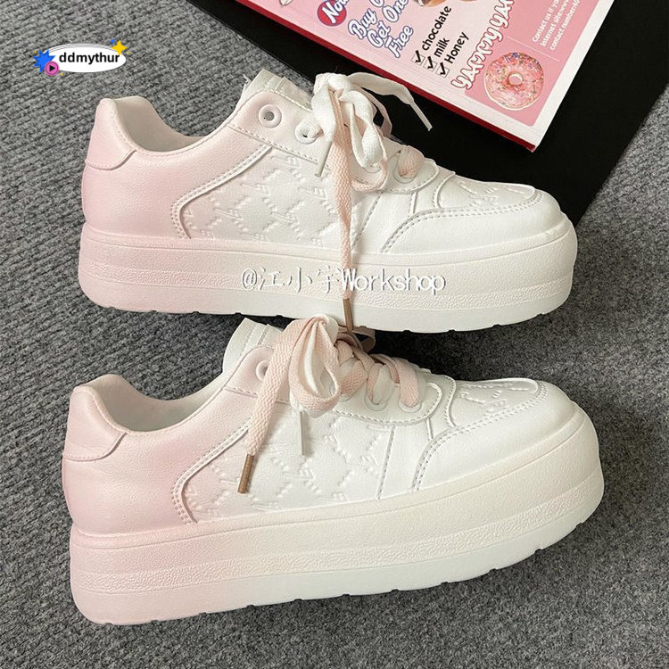 White Sneakers for Women 2021 New Style Student Thick-Soled Casual Chunky Loafers ddmythur