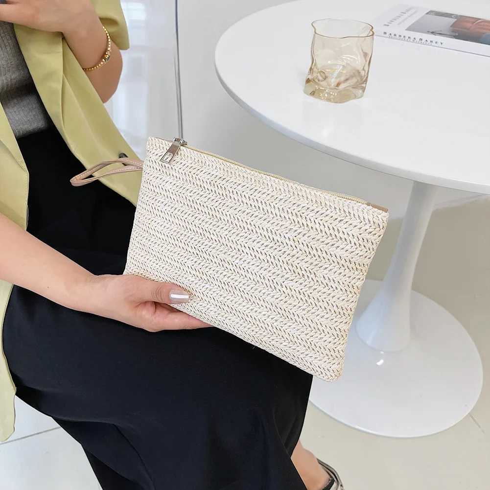 Weaving Bag Fashion Ladies Wristlet Clutch Women Daily Money Phone Clutch Straw Woven Coin Purse Beach Wallet Card Business Bag Z250618