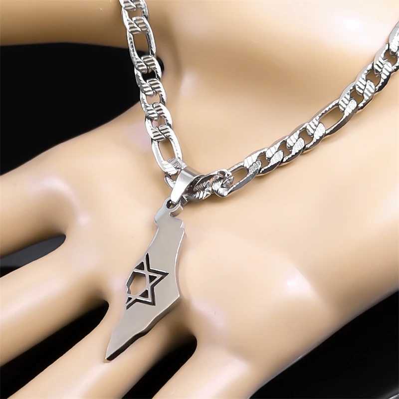 Israel Hexagram Magen Star of David Country Map Pendant Necklace for Men Women Stainless Steel Chain Necklaces Jewelry NXS05 W250618
