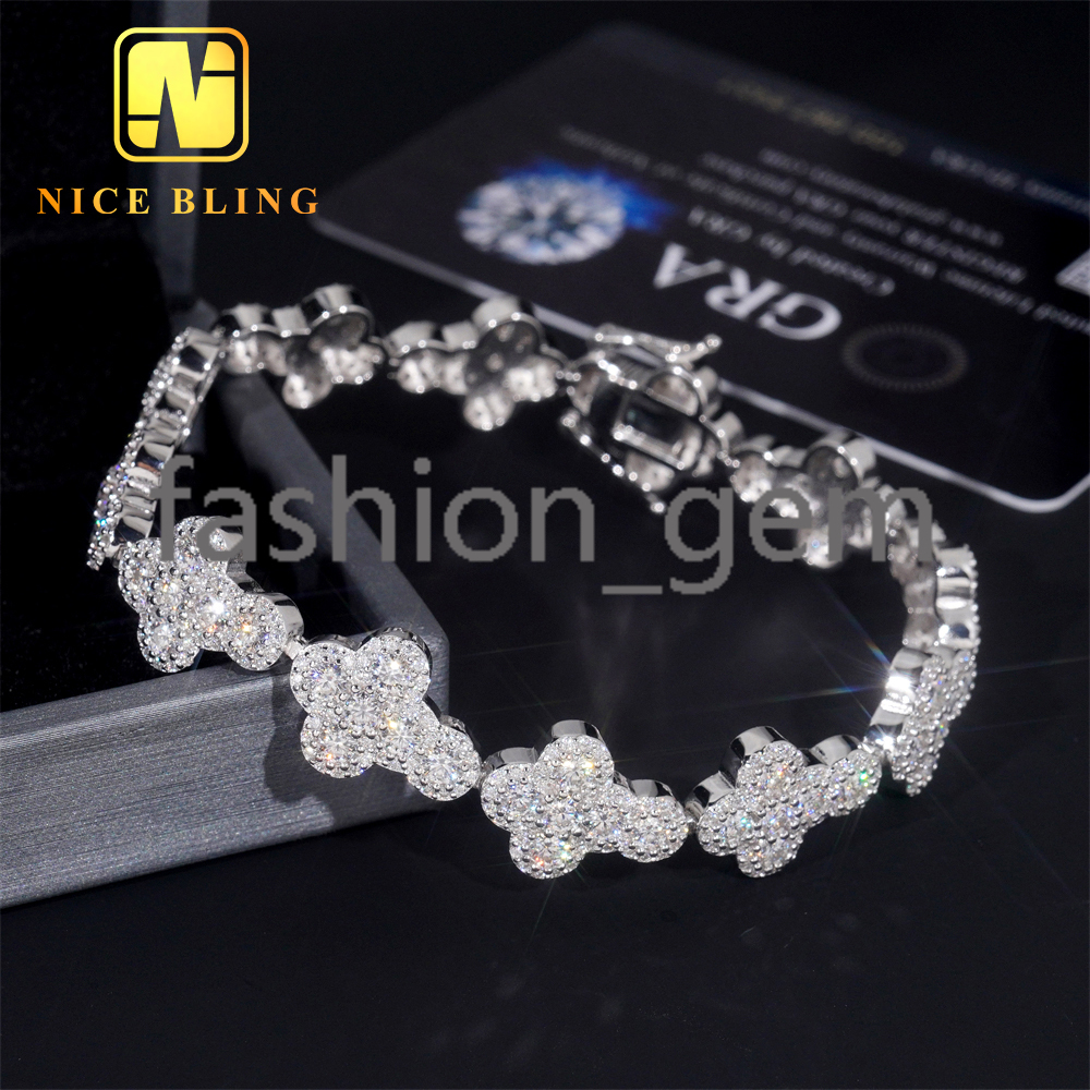 New Design Jewelry Silver 925 VVS Round Moissanite Cuban Link Diamond Chain Hip Hop Bracelet